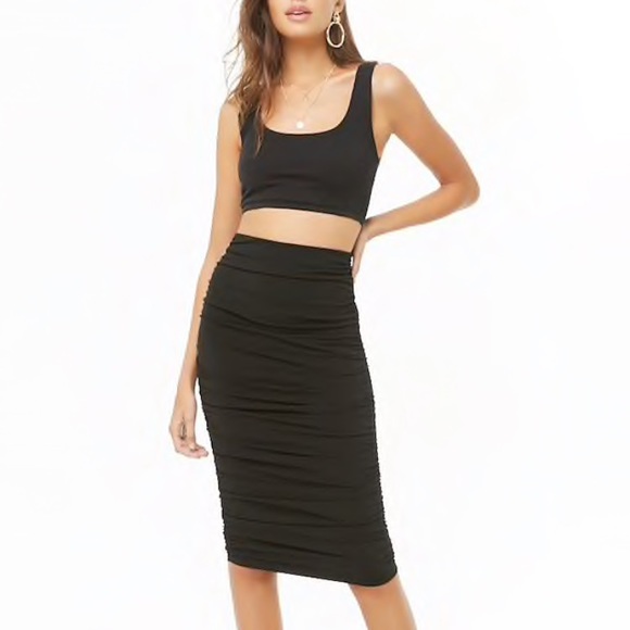 ⭐️FOREVER 21 • NEW Ruched Knee- Length Skirt - Picture 2 of 7